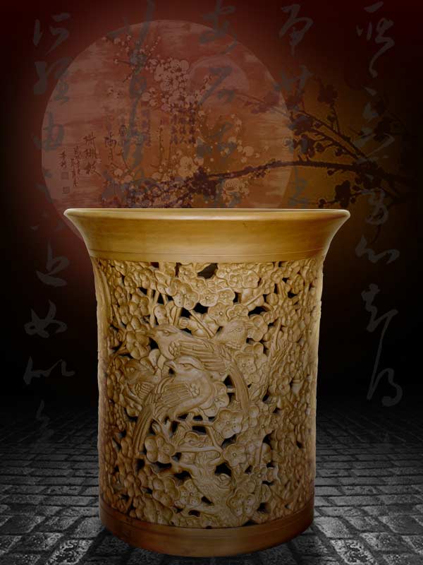莲花镂空天球瓶  作品展示  彩陶 漆陶 黑陶 红陶 仿古陶器 现代陶艺 陶